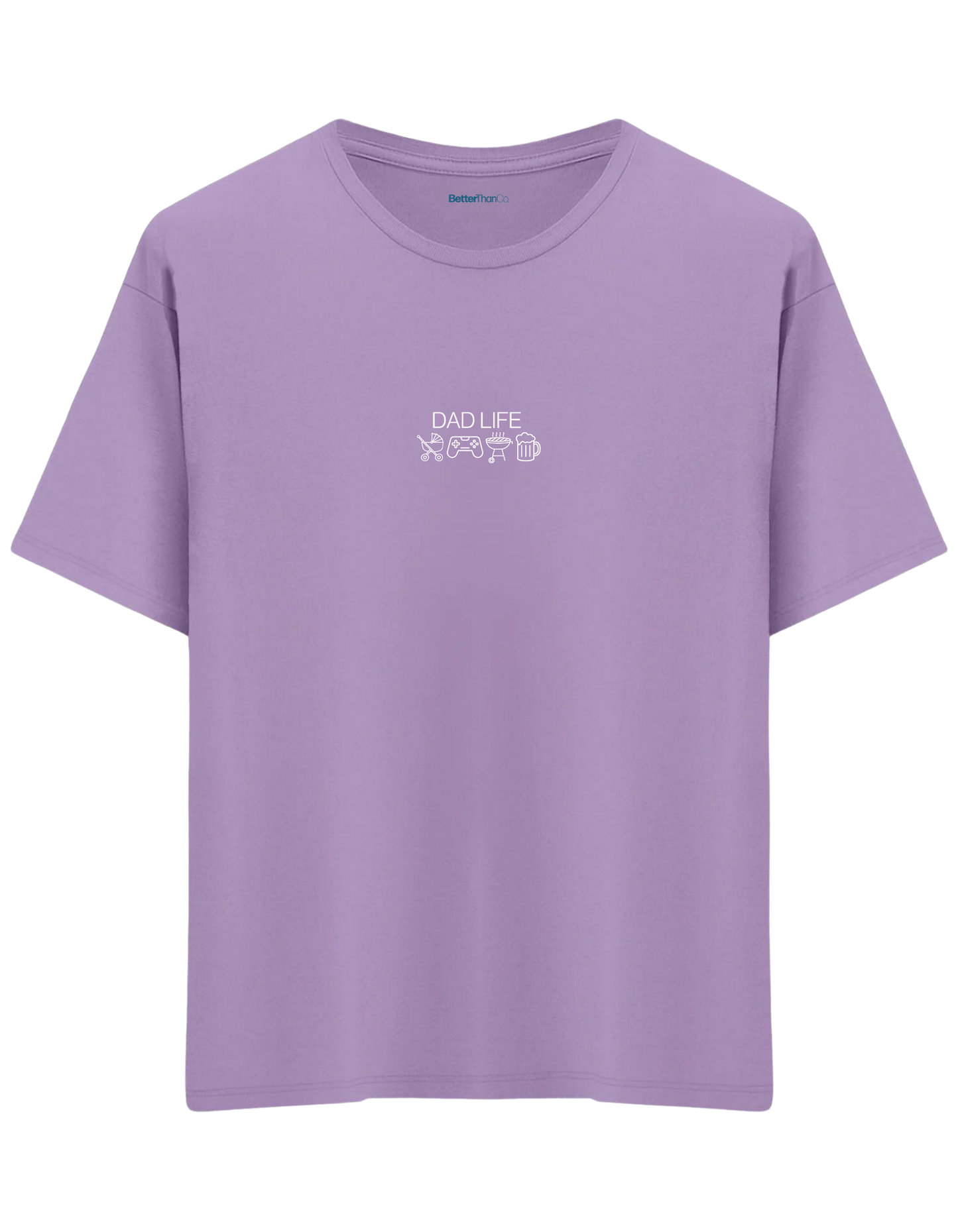 Dad Life Baskılı Bisiklet Yaka Oversize T-shirt