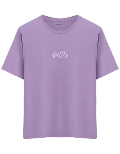 Dad Life Baskılı Bisiklet Yaka Oversize T-shirt