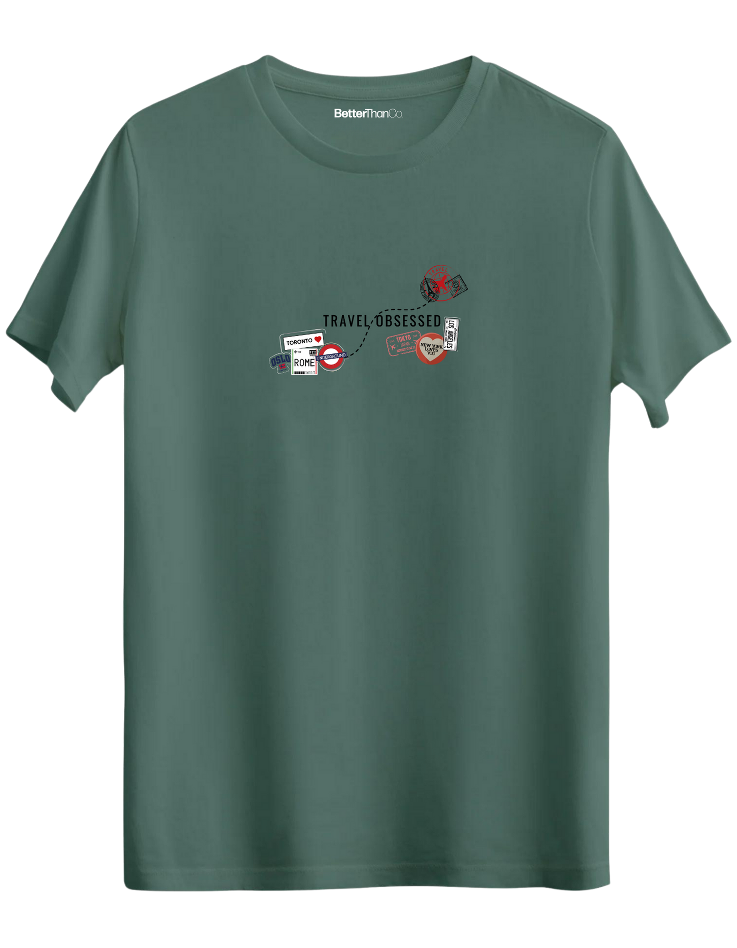 Travel Obsessed Baskılı Bisiklet Yaka Regular T-shirt