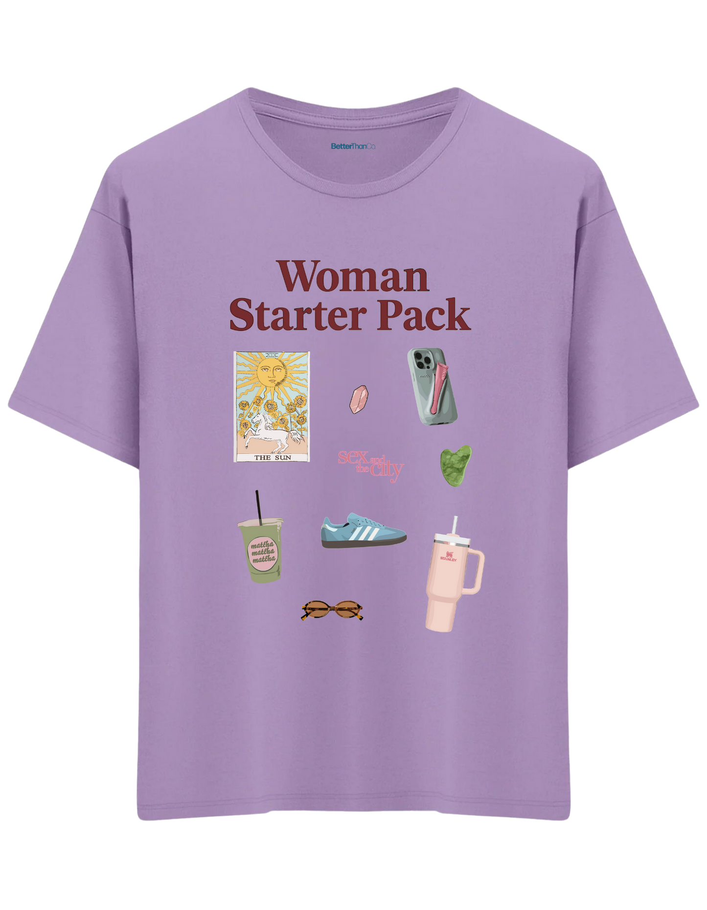 Woman Starter Pack Baskılı Bisiklet Yaka Oversize T-shirt