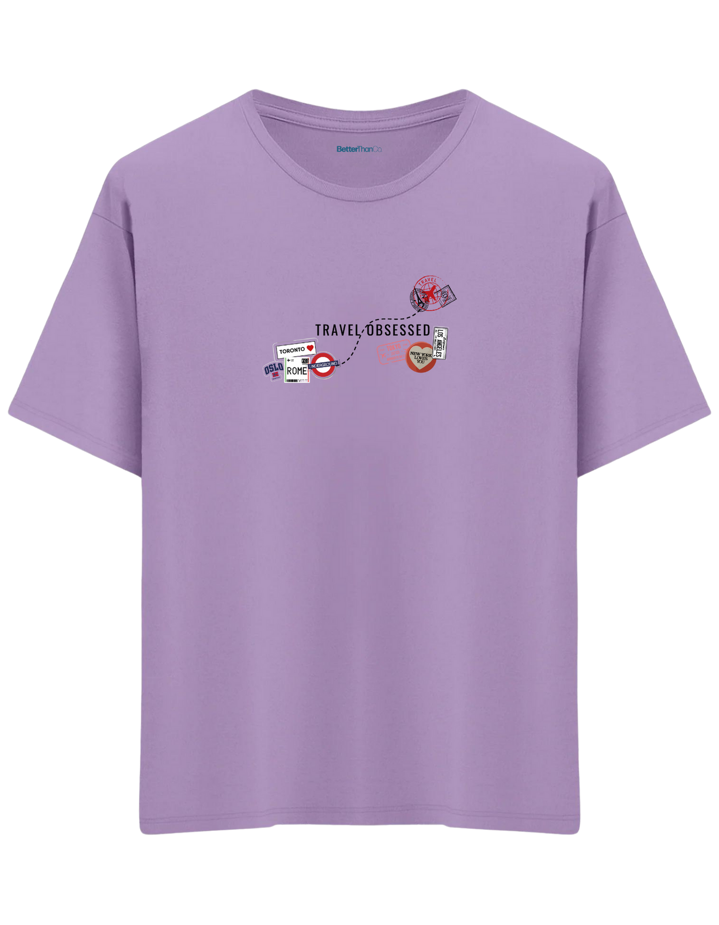 Travel Obsessed Baskılı Bisiklet Yaka Oversize T-shirt