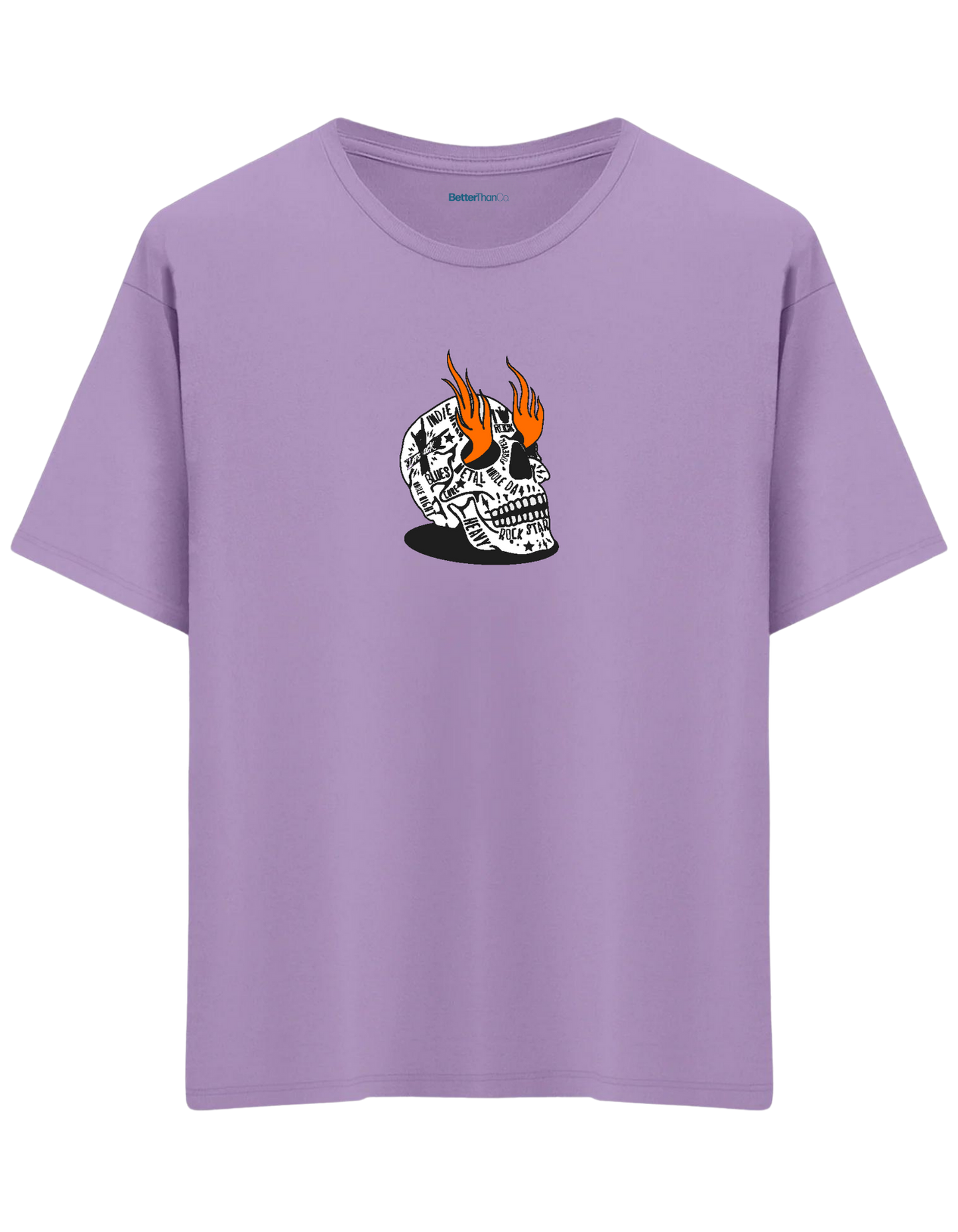 Rock Star Baskılı Bisiklet Yaka Oversize T-shirt