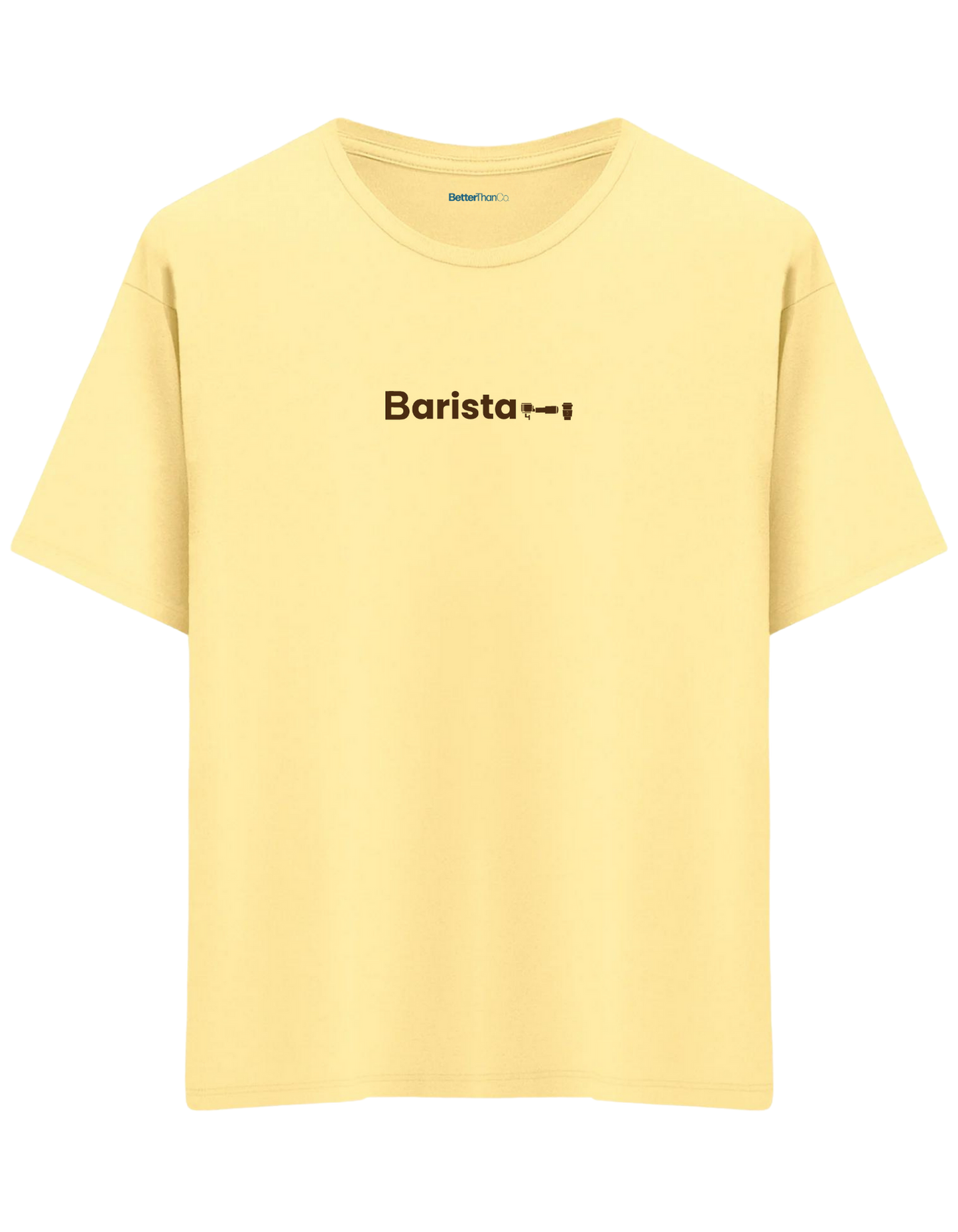 Barista Baskılı Bisiklet Yaka Oversize T-shirt