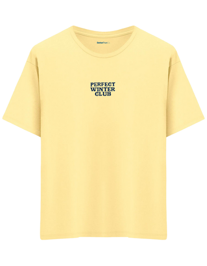 Winter Club Baskılı Bisiklet Yaka Oversize T-shirt