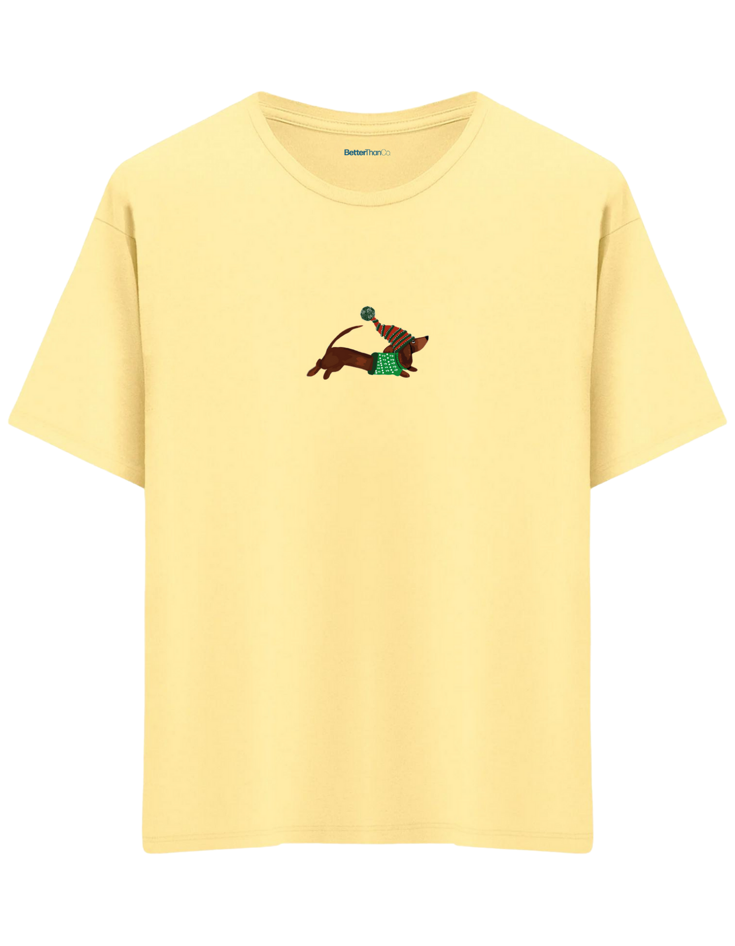 Santa Sausage Dog Baskılı Bisiklet Yaka Oversize T-shirt