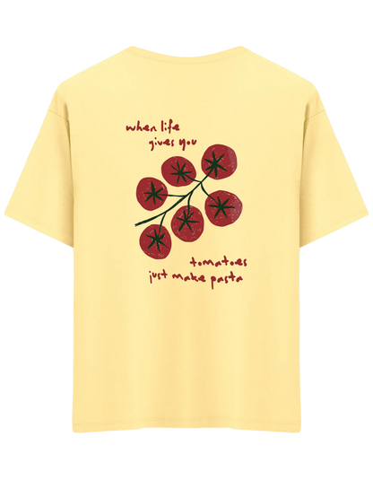 Tomatoes Baskılı Bisiklet Yaka Oversize T-shirt