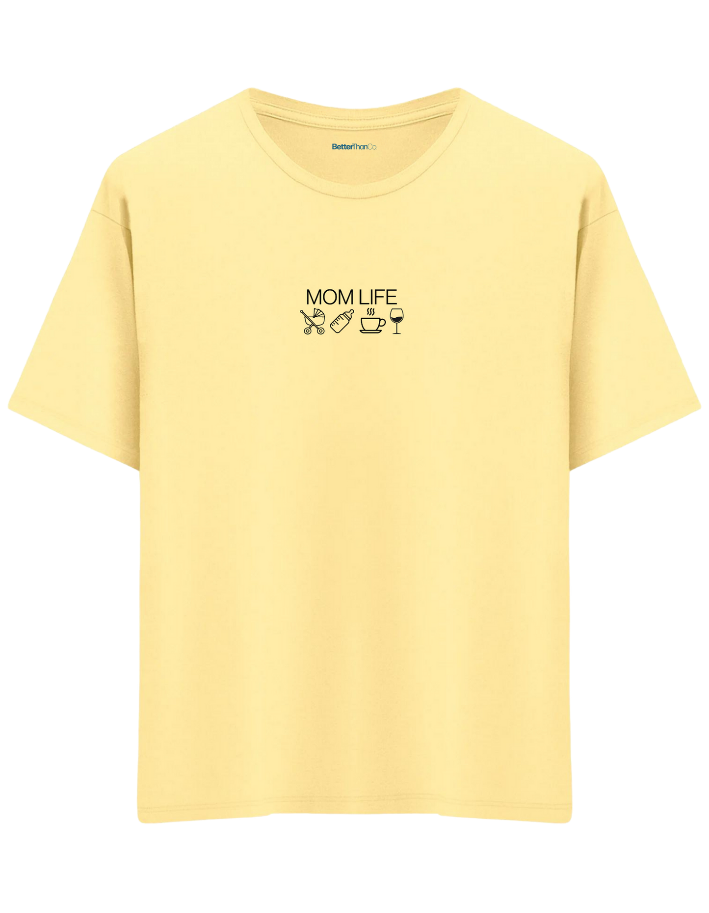 Mom Life Baskılı Bisiklet Yaka Oversize T-shirt