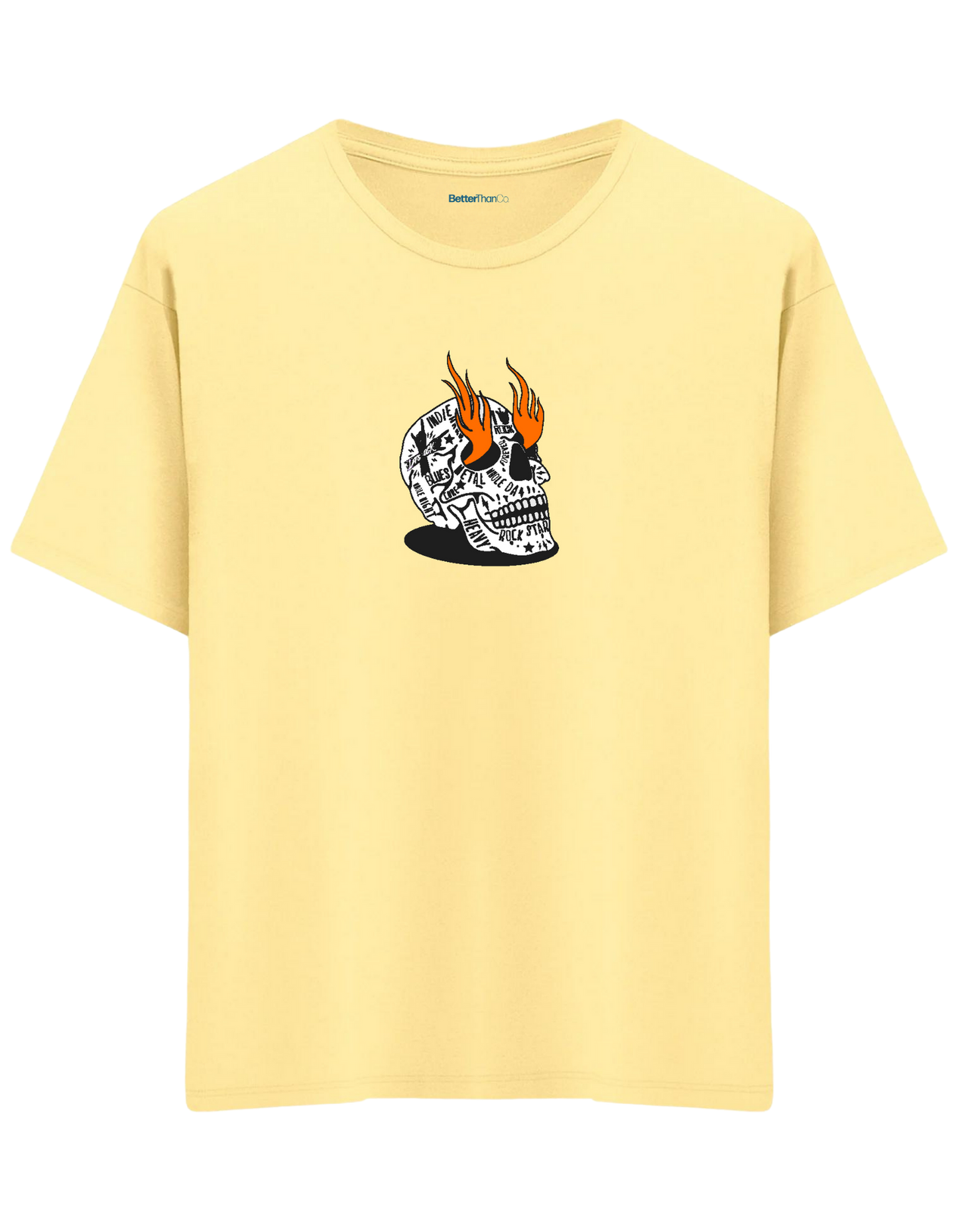 Rock Star Baskılı Bisiklet Yaka Oversize T-shirt