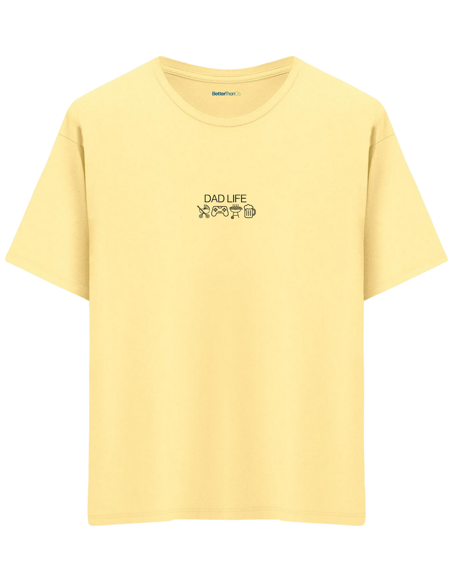 Dad Life Baskılı Bisiklet Yaka Oversize T-shirt