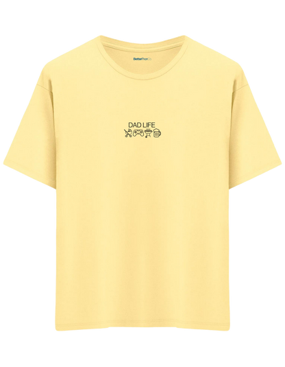 Dad Life Baskılı Bisiklet Yaka Oversize T-shirt