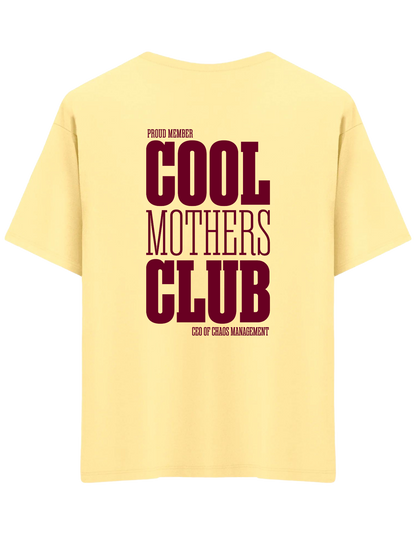 Cool Mothers Club Baskılı Bisiklet Yaka Oversize T-shirt