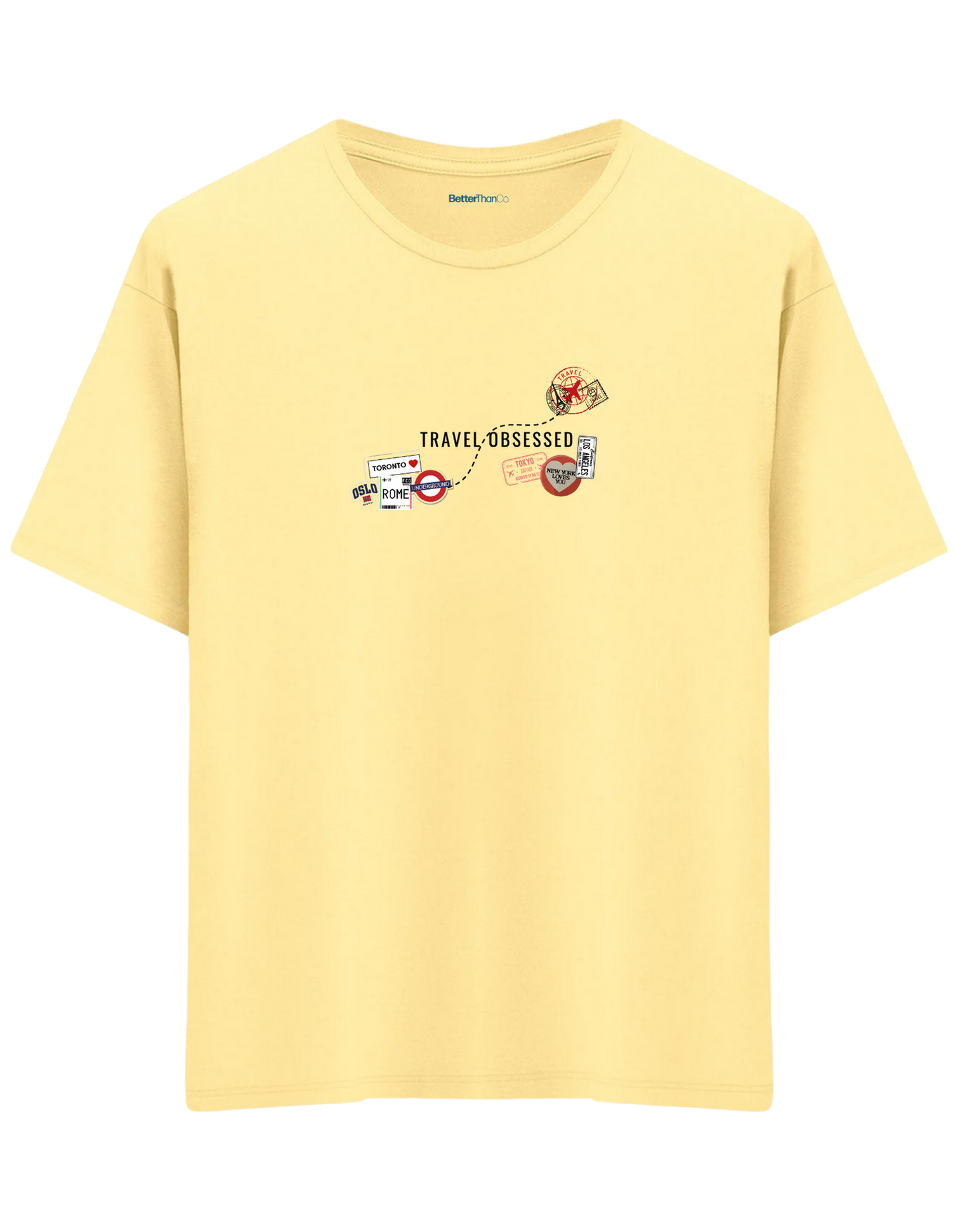 Travel Obsessed Baskılı Bisiklet Yaka Oversize T-shirt