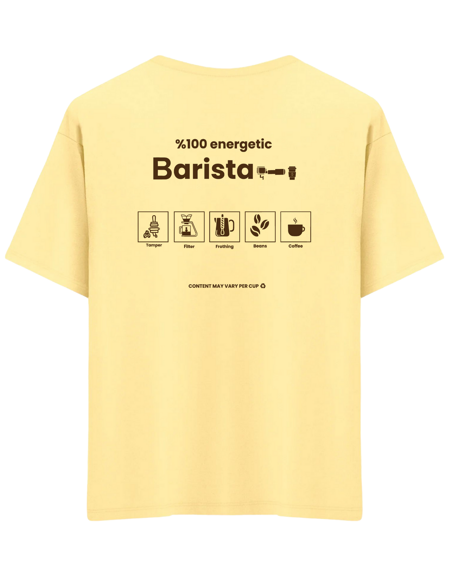 Barista Baskılı Bisiklet Yaka Oversize T-shirt