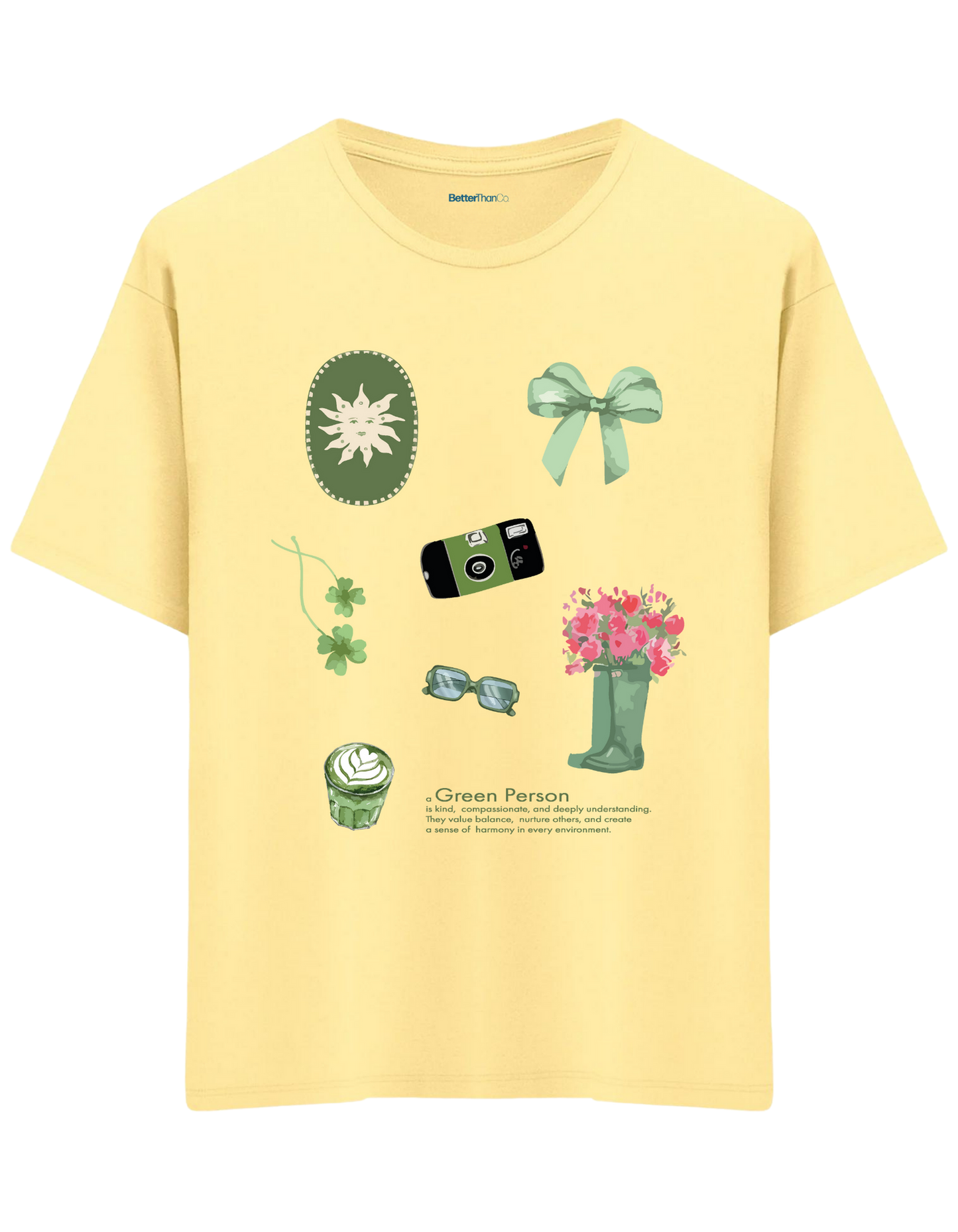 Green Person Baskılı Bisiklet Yaka Oversize T-shirt