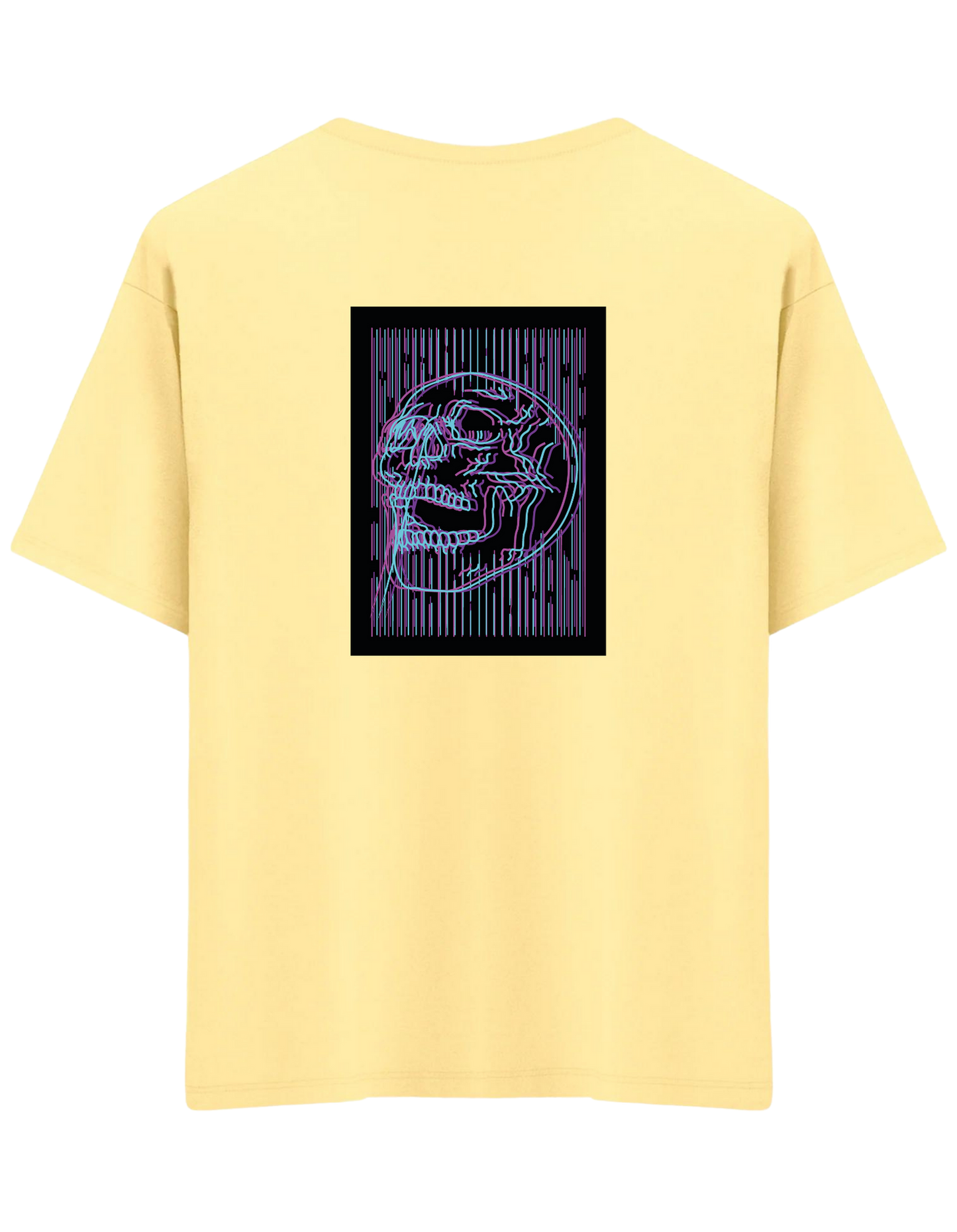 Neon Baskılı Bisiklet Yaka Oversize T-shirt