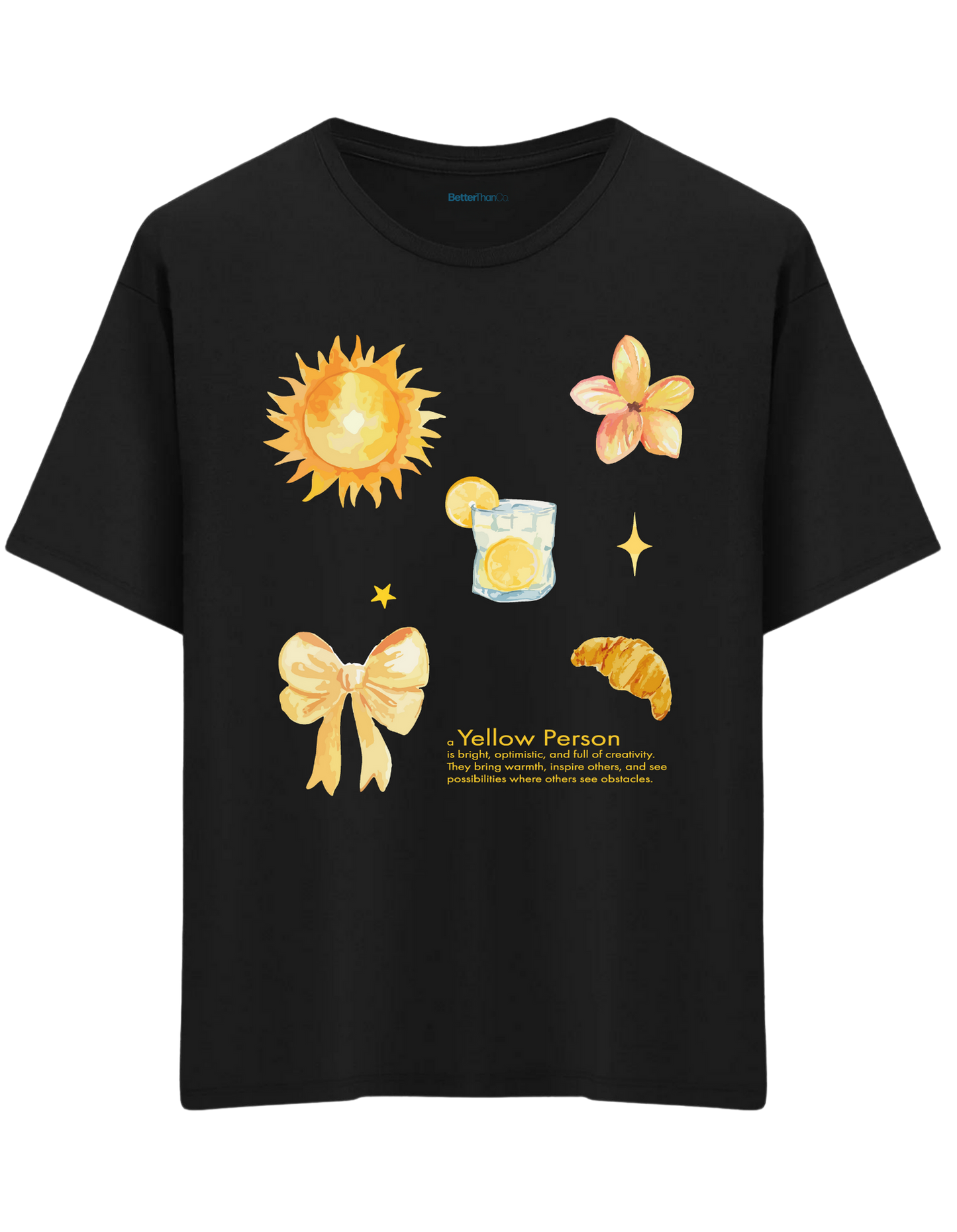 Yellow Person Baskılı Bisiklet Yaka Oversize T-shirt