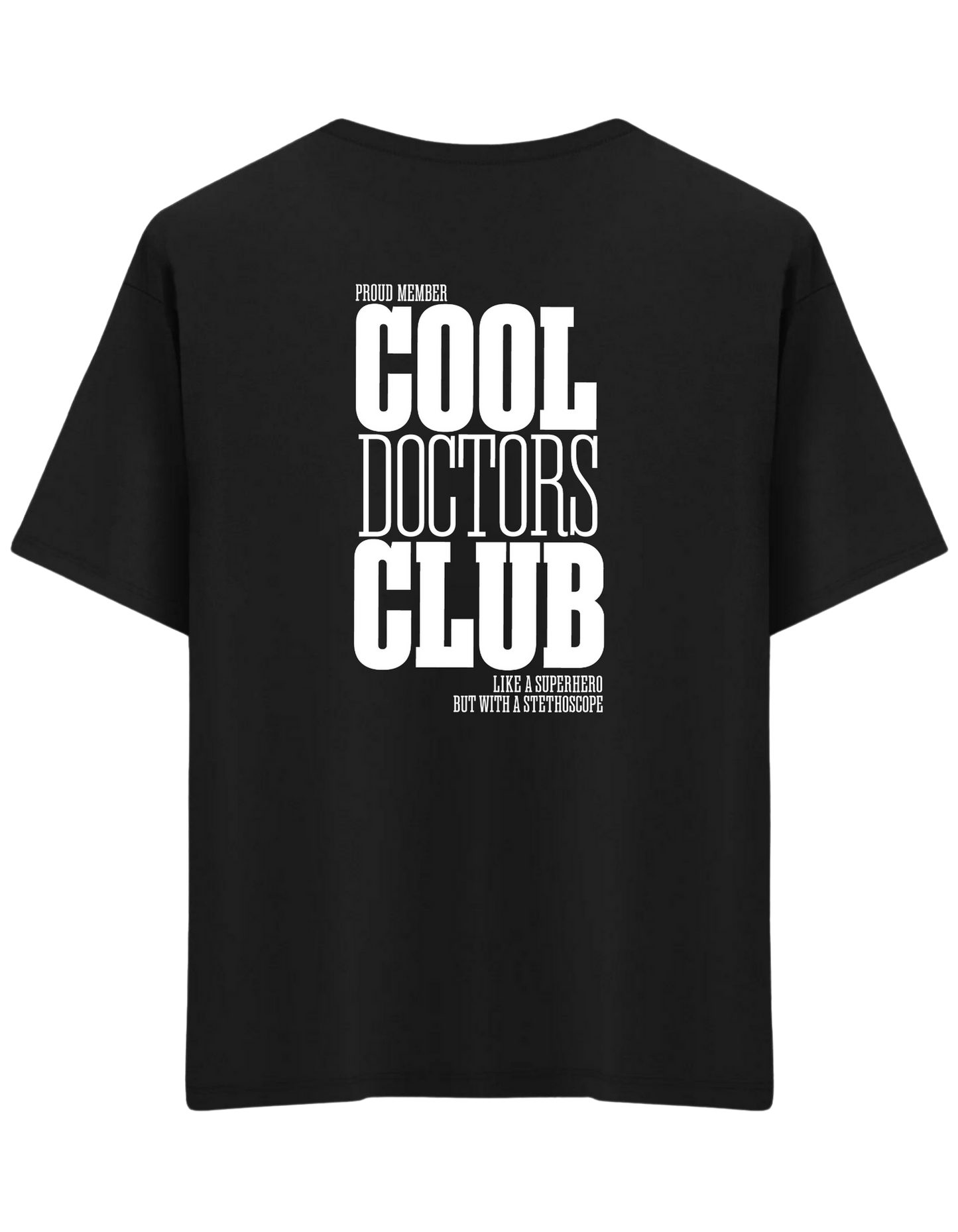 Cool Doctors Club Baskılı Bisiklet Yaka Oversize T-shirt