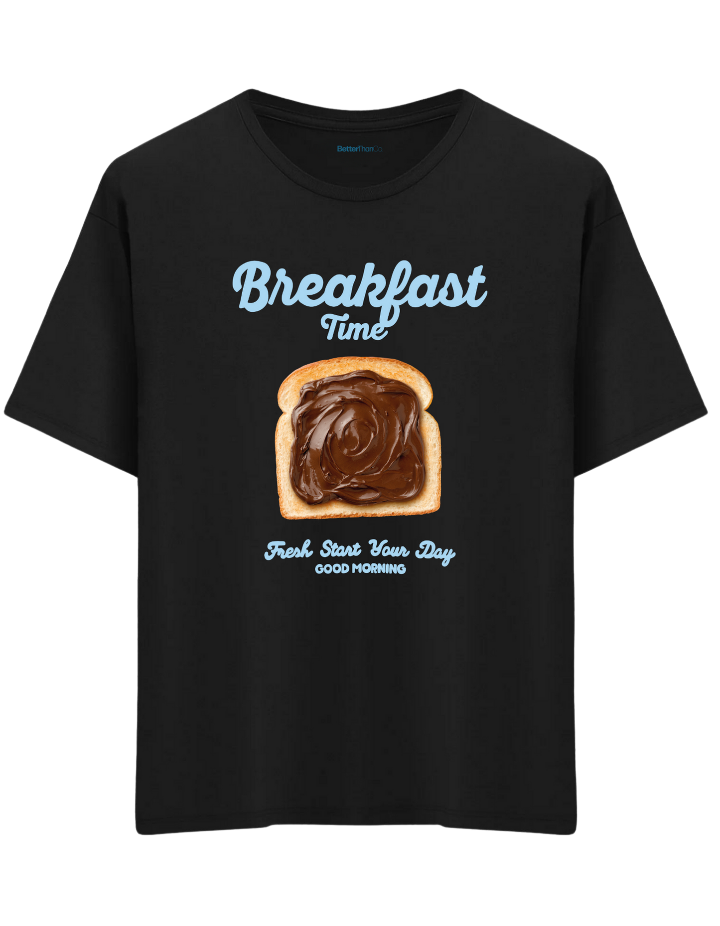 Breakfast Time Baskılı Bisiklet Yaka Oversize T-shirt