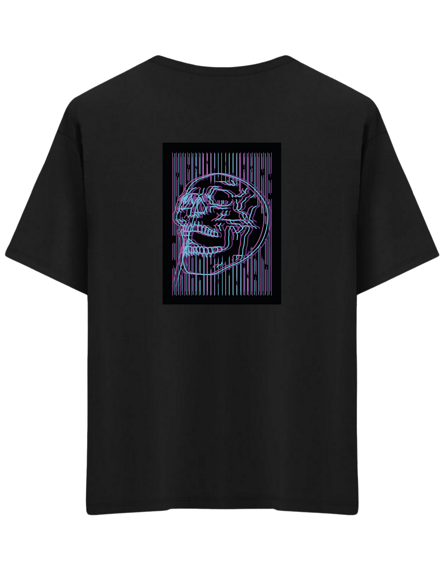 Neon Baskılı Bisiklet Yaka Oversize T-shirt