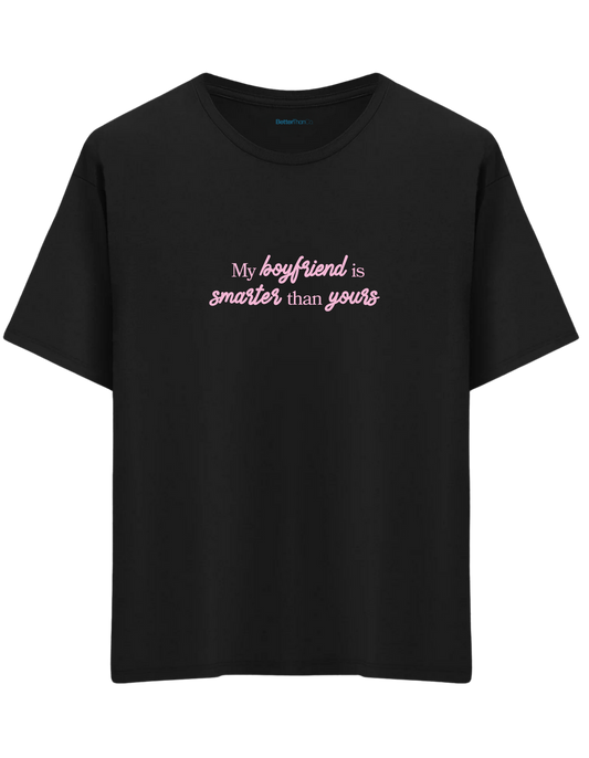 My Boyfriend Baskılı Bisiklet Yaka Oversize T-shirt