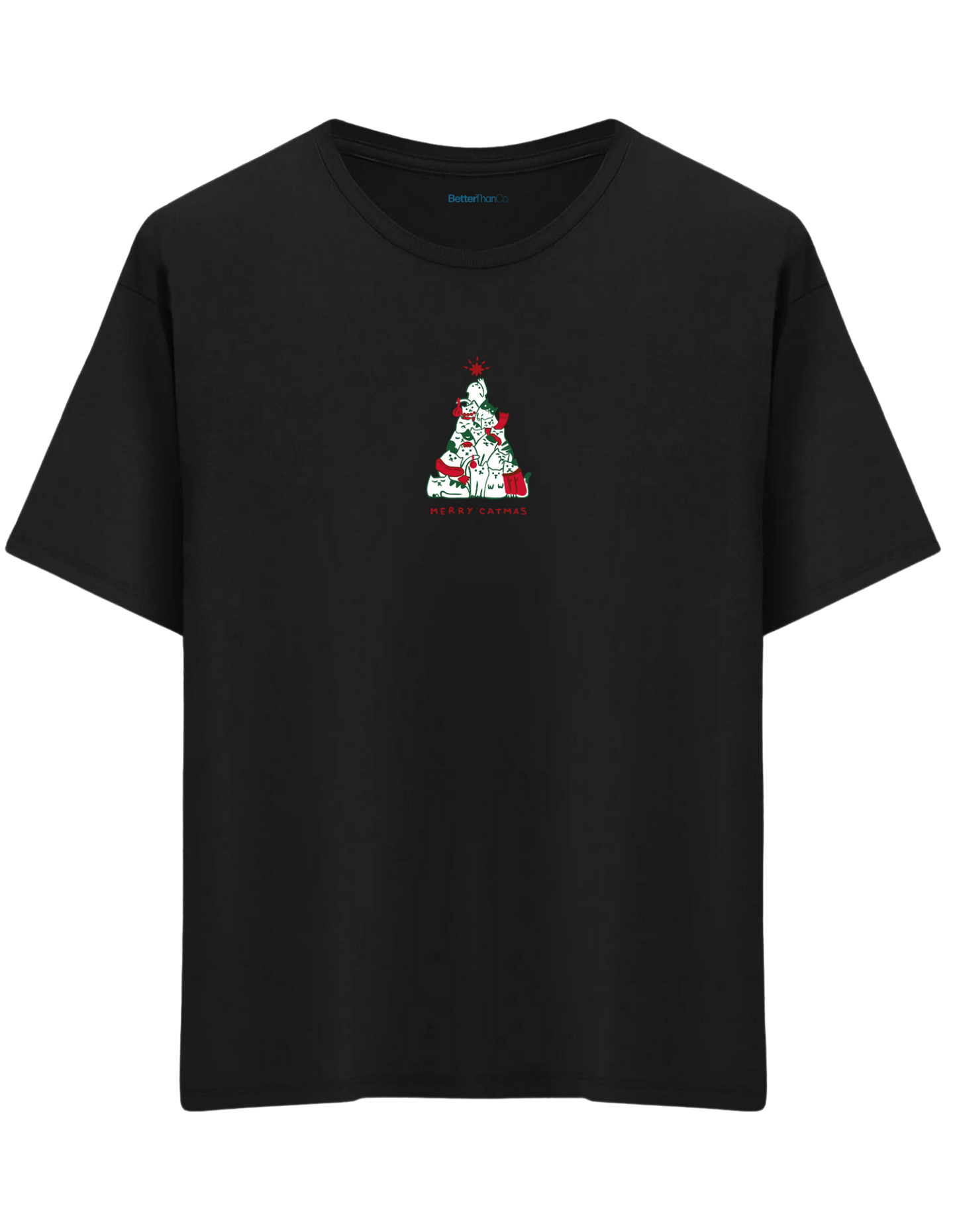 Catmas Baskılı Bisiklet Yaka Oversize T-shirt