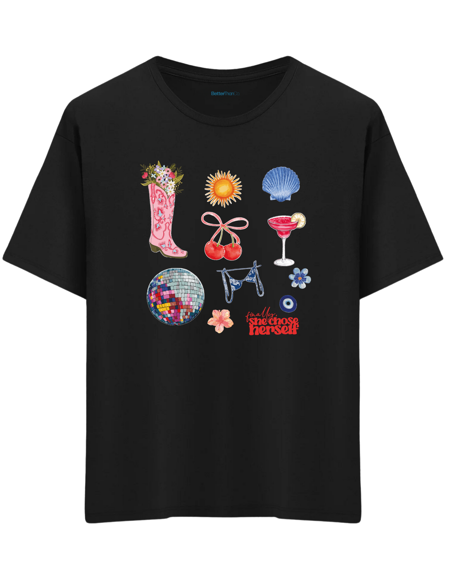 Self Love Baskılı Bisiklet Yaka Oversize T-shirt