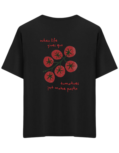 Tomatoes Baskılı Bisiklet Yaka Oversize T-shirt