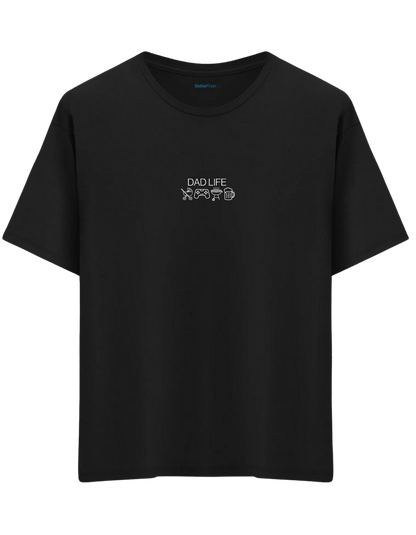 Dad Life Baskılı Bisiklet Yaka Oversize T-shirt