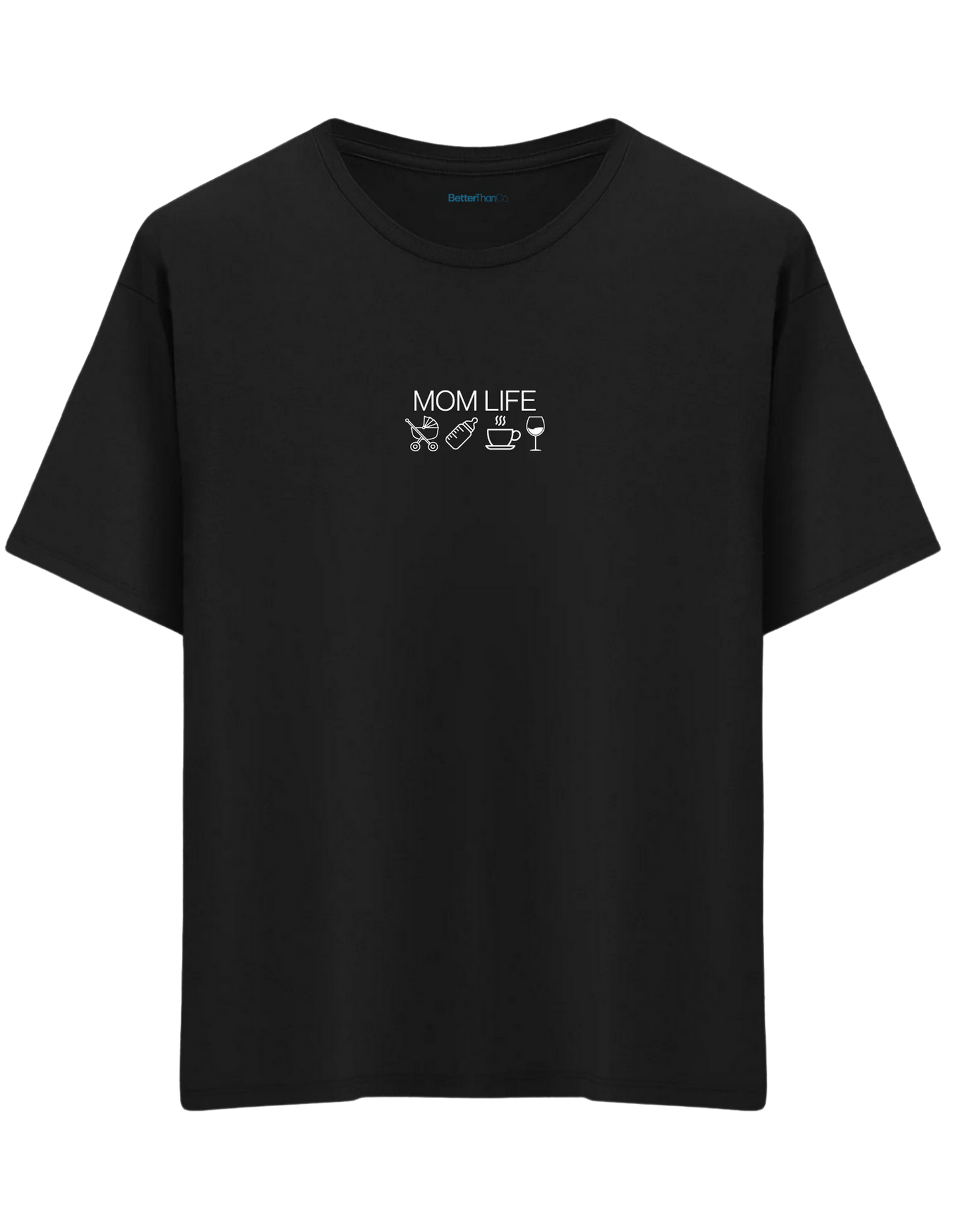 Mom Life Baskılı Bisiklet Yaka Oversize T-shirt