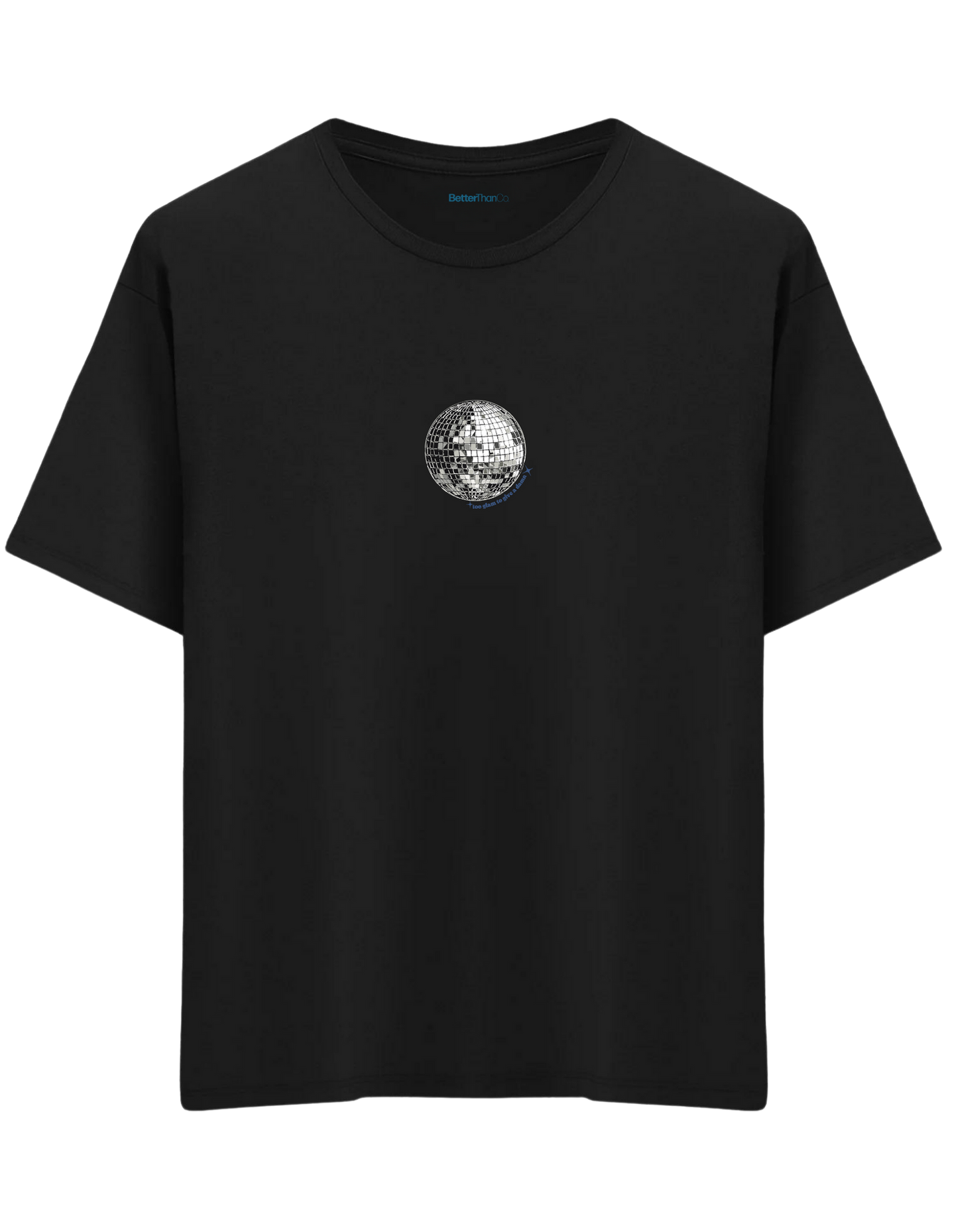 Disco Baskılı Bisiklet Yaka Oversize T-shirt