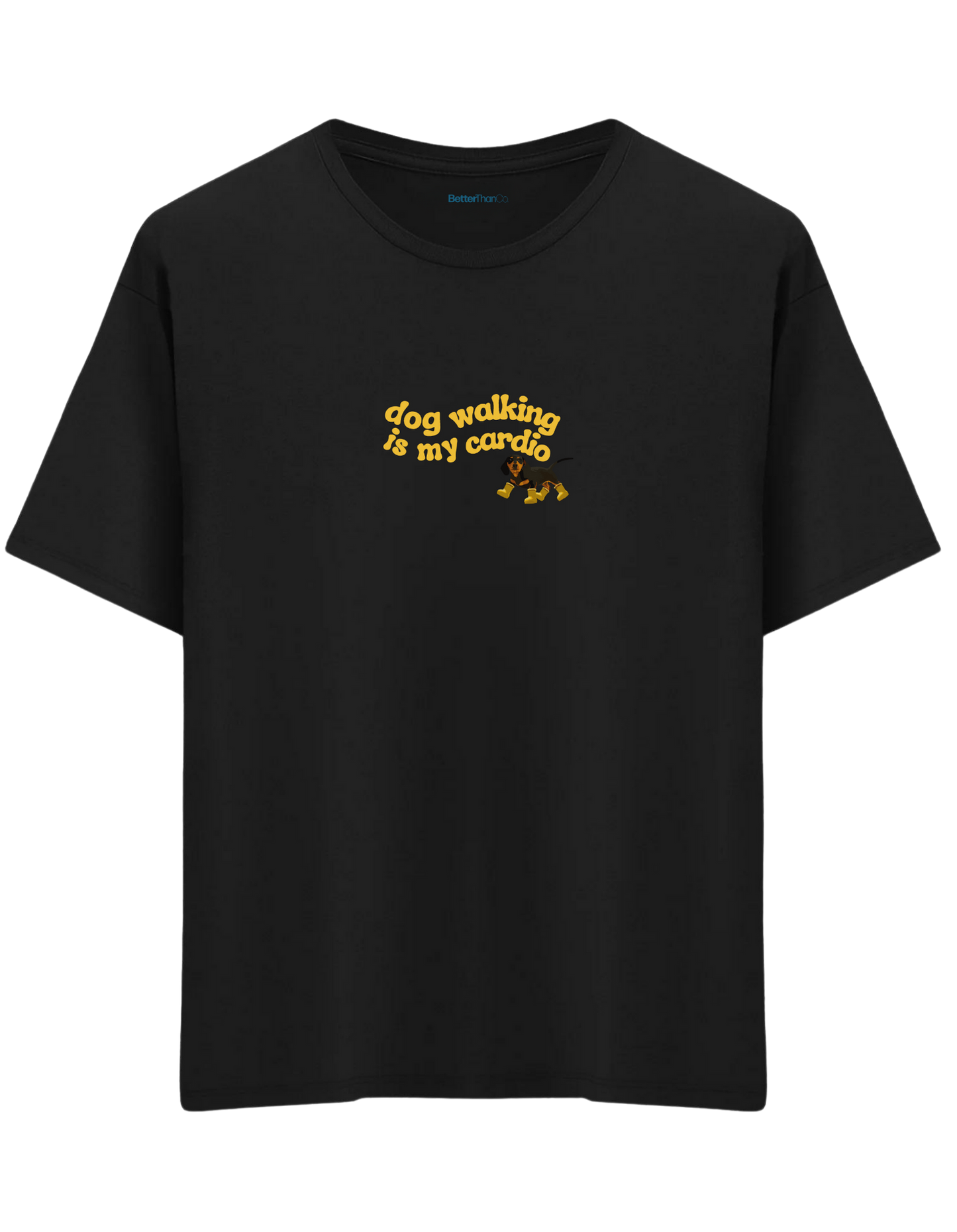 Dog Walking Baskılı Bisiklet Yaka Oversize T-shirt