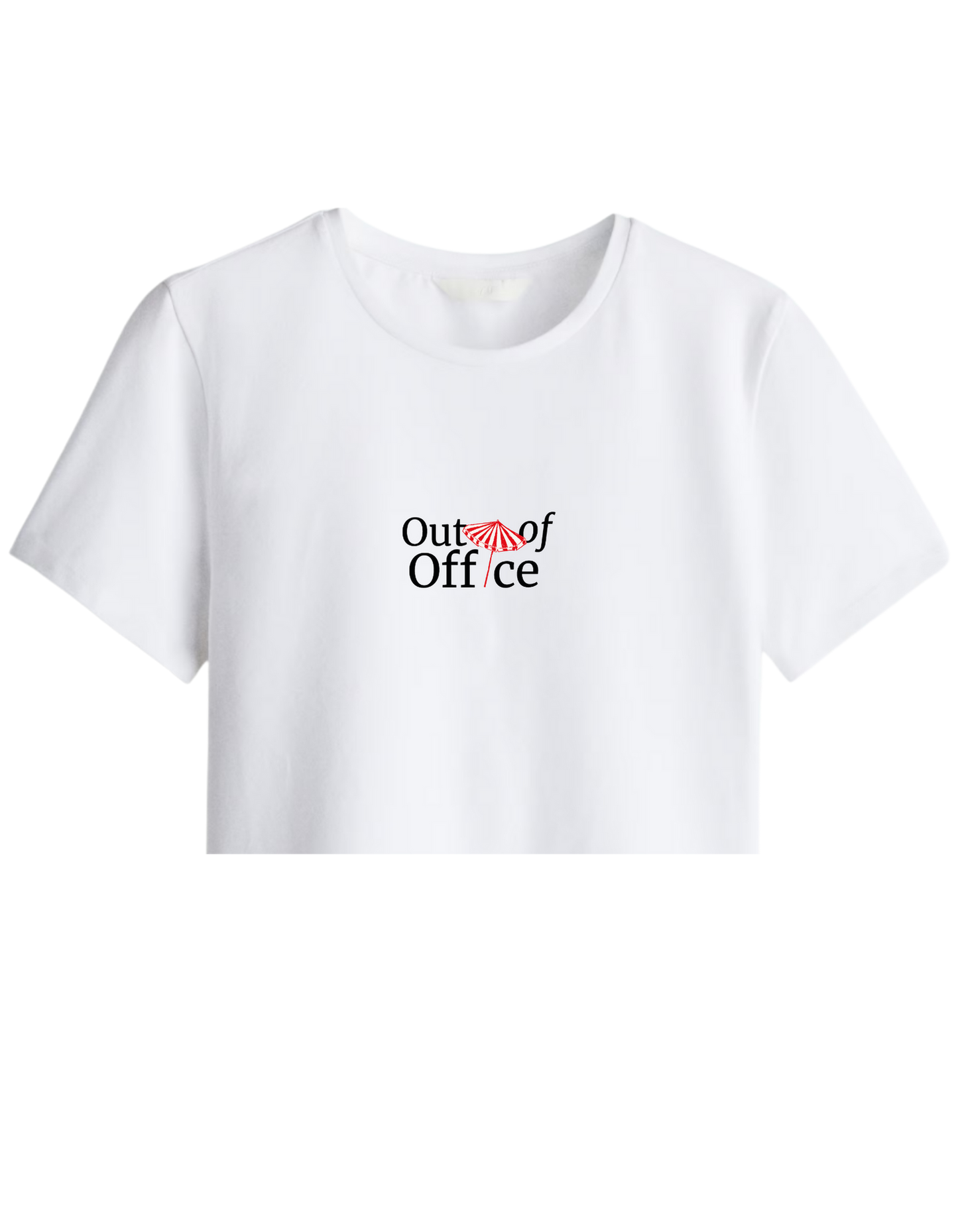 Out Of Office Baskılı Bisiklet Yaka Crop T-shirt