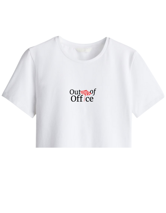 Out Of Office Baskılı Bisiklet Yaka Crop T-shirt