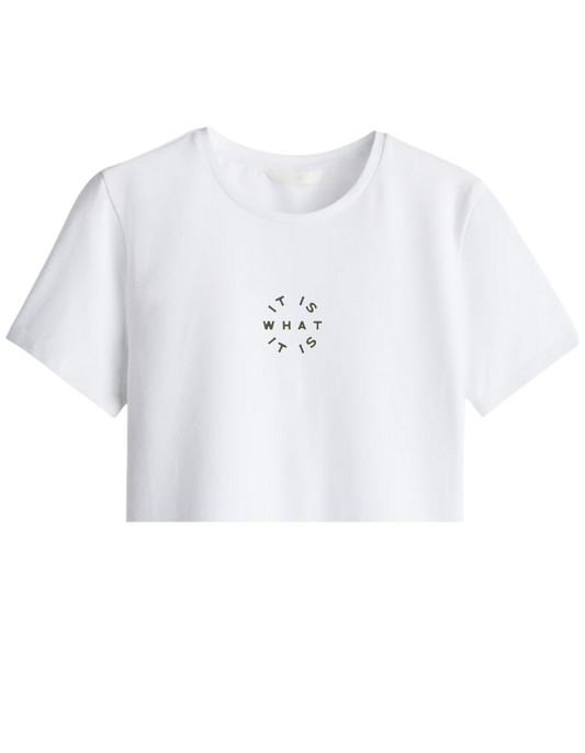 It Is What It Is Baskılı Bisiklet Yaka Crop T-shirt