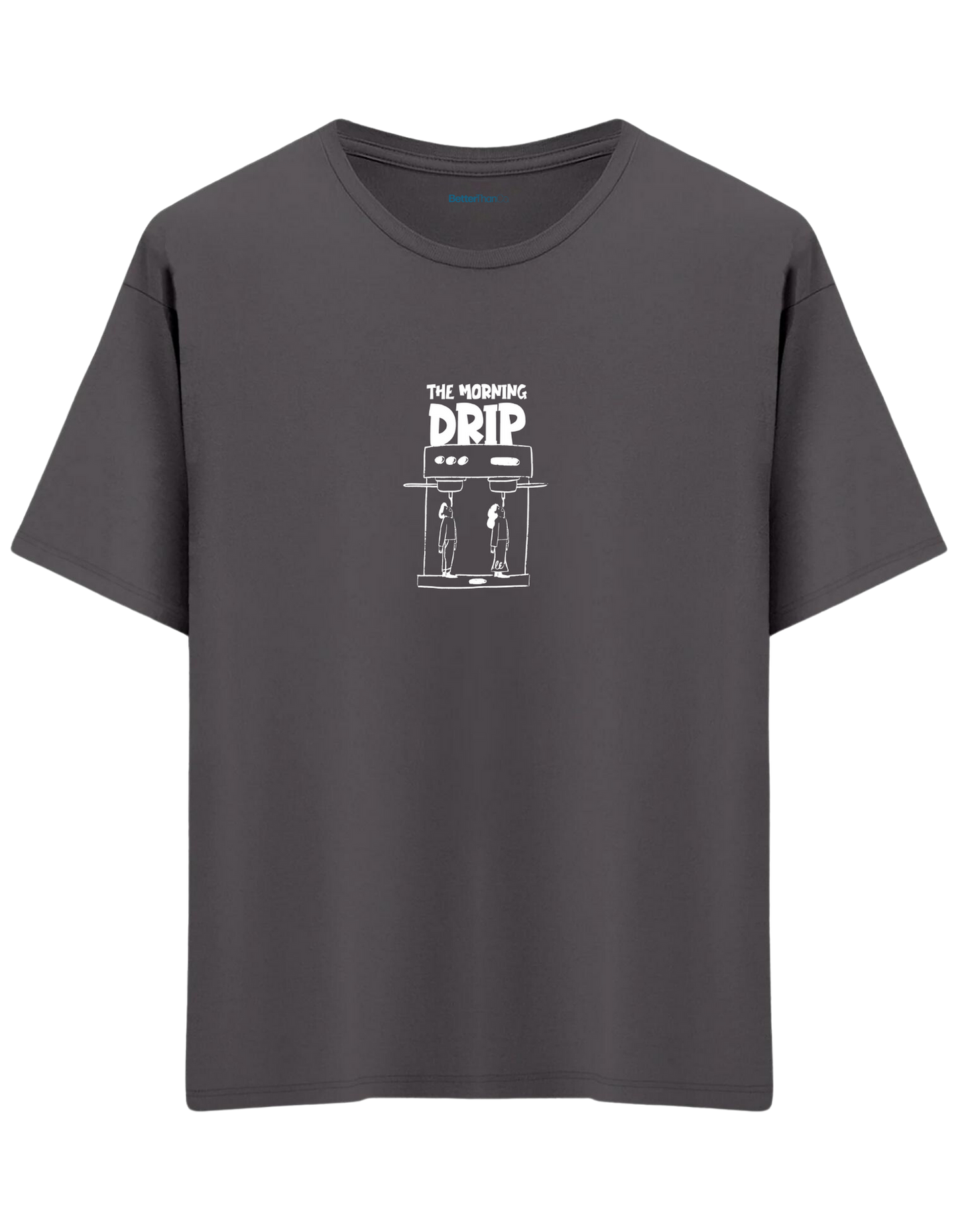 Morning Drip Baskılı Bisiklet Yaka Oversize T-shirt