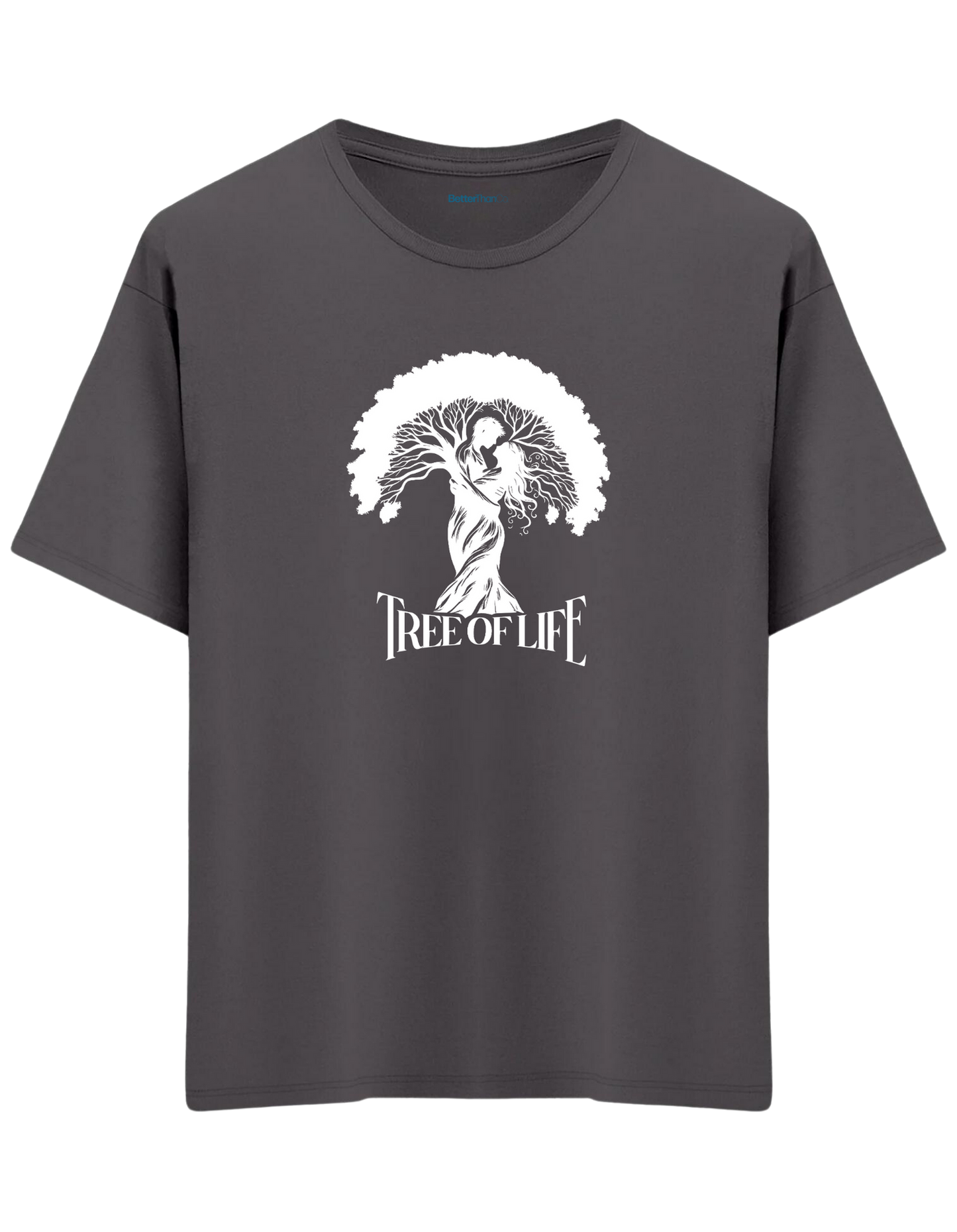 Tree Of Life Baskılı Bisiklet Yaka Oversize T-shirt