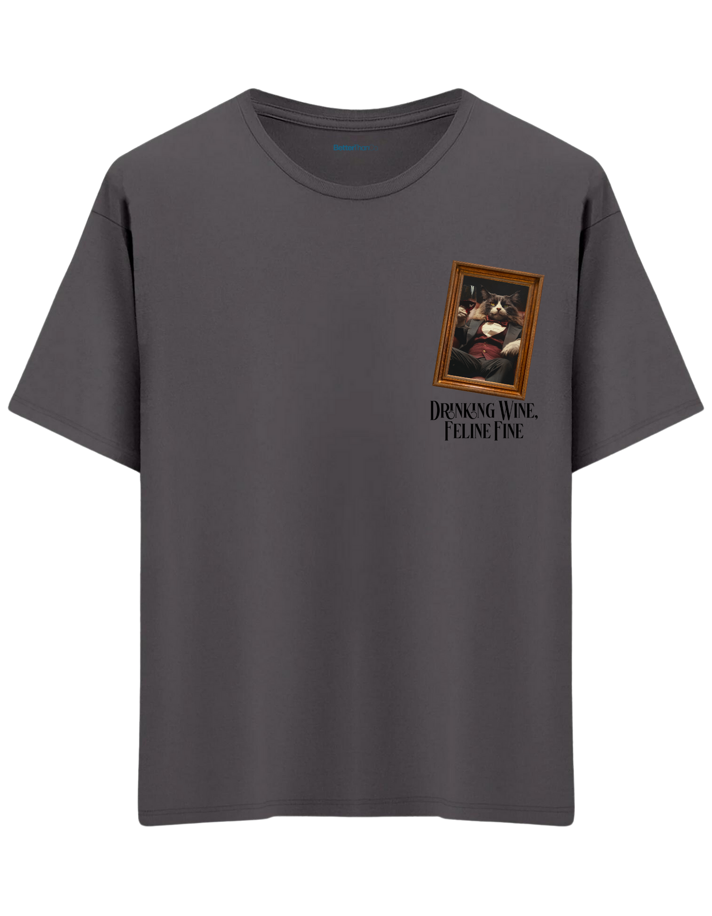 Feline Fine Baskılı Bisiklet Yaka Oversize T-shirt