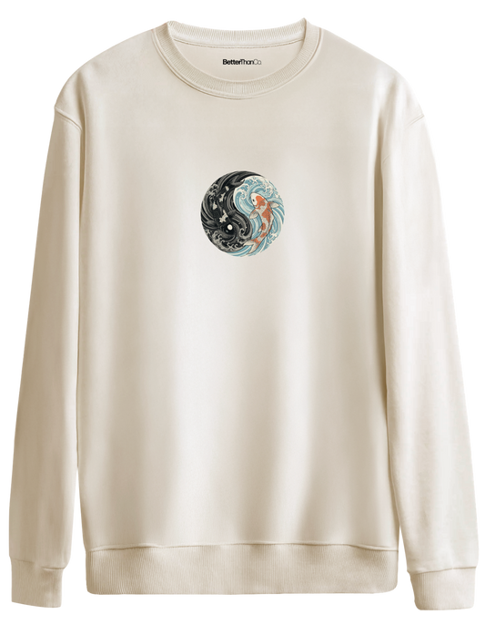 Balance Baskılı Bisiklet Yaka Oversize Sweatshirt