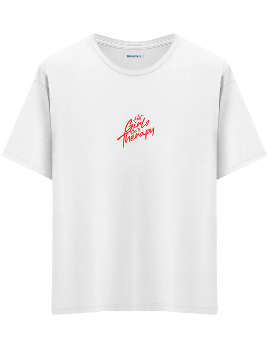 Therapy Baskılı Bisiklet Yaka Oversize T-shirt