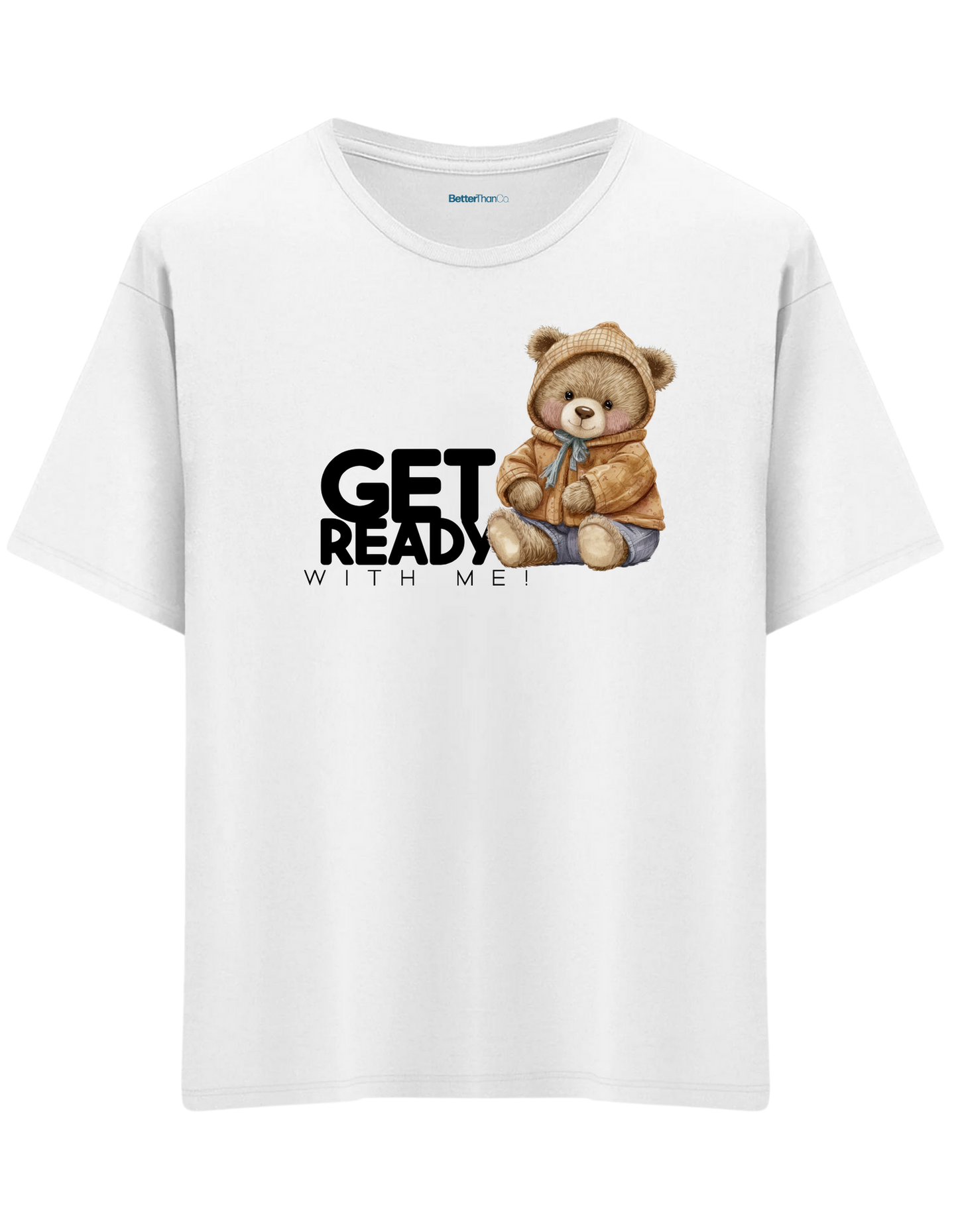 Get Ready Baskılı Bisiklet Yaka Oversize T-shirt