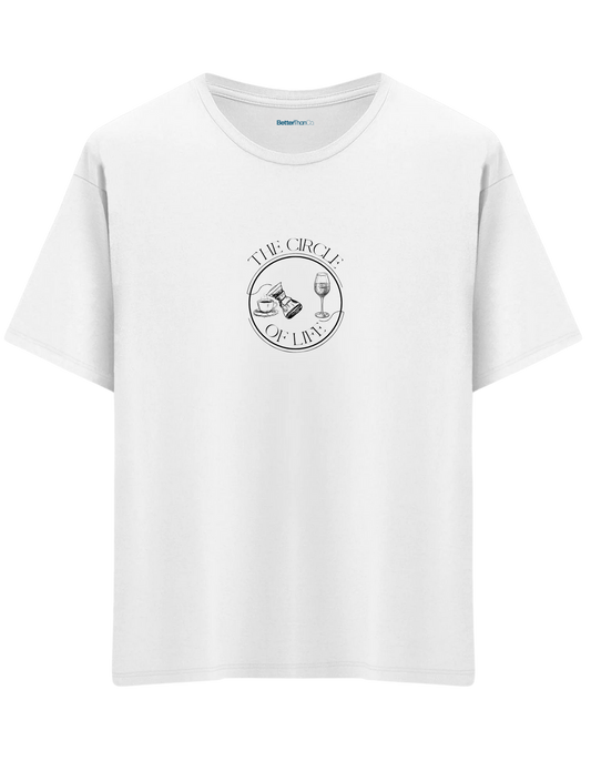 Circle Of Life Baskılı Bisiklet Yaka Oversize T-shirt