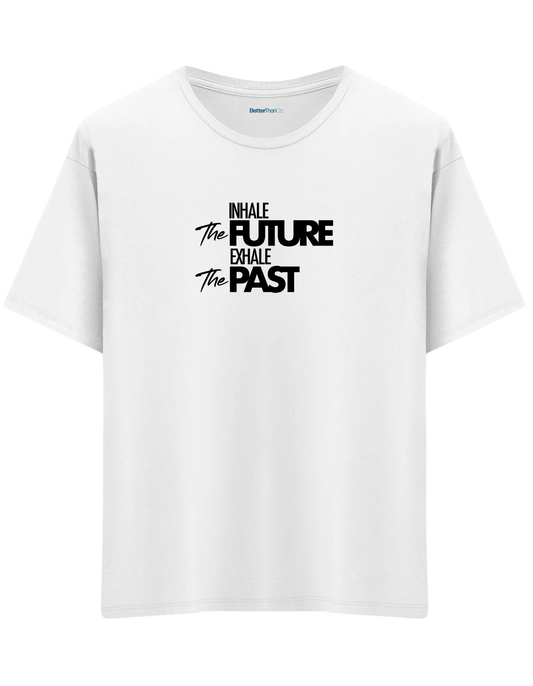 Inhale Exhale Baskılı Bisiklet Yaka Oversize T-shirt