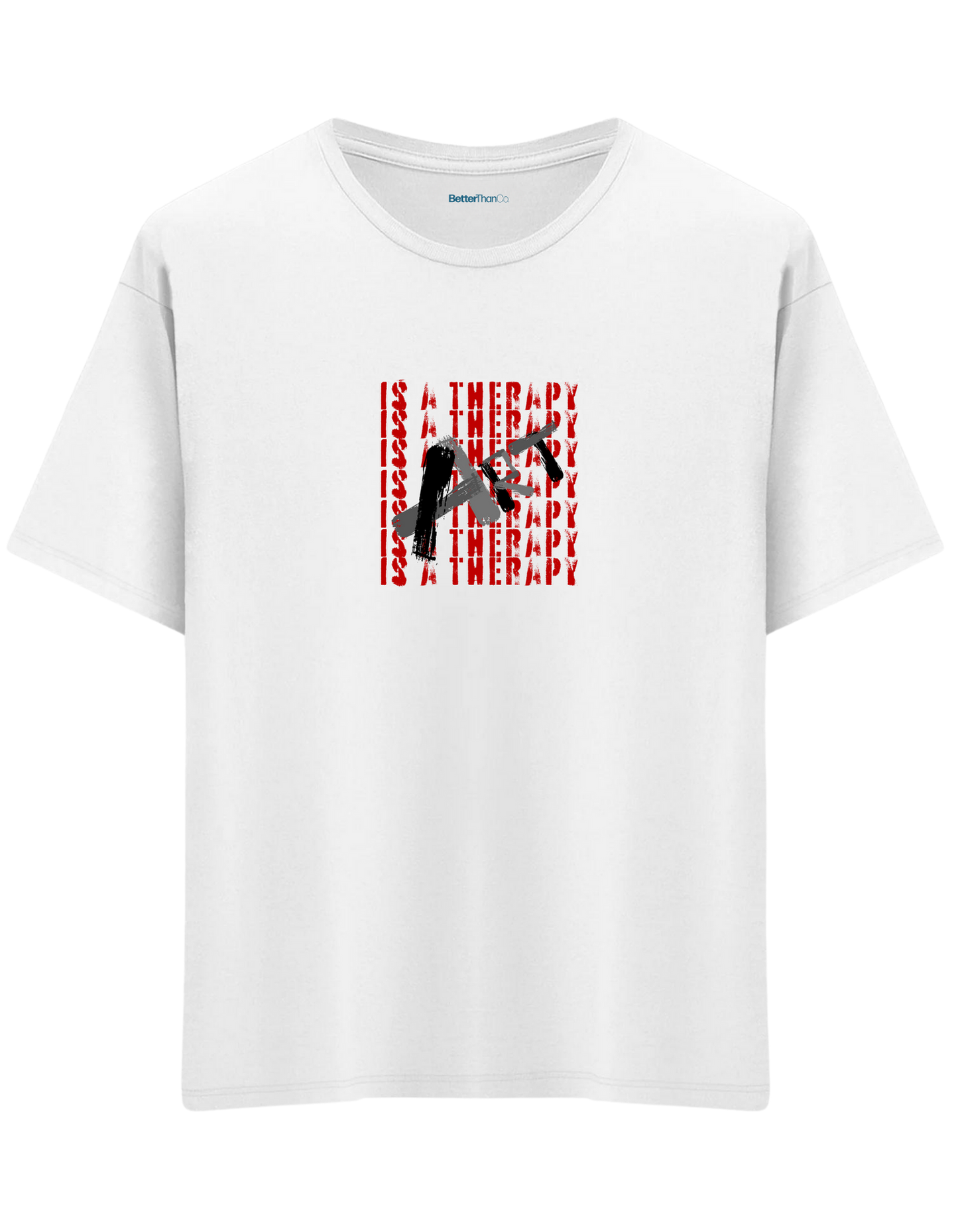 Art Is a Therapy Baskılı Bisiklet Yaka Oversize T-shirt