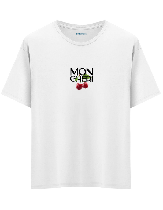 Monchéri Baskılı Bisiklet Yaka Oversize T-shirt