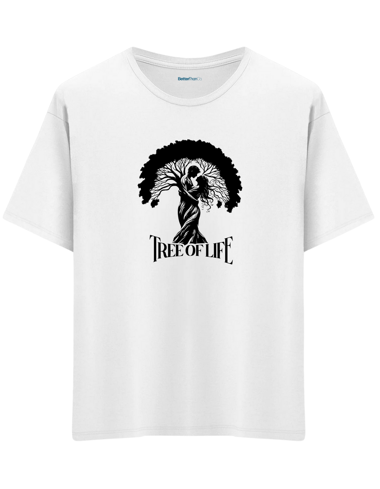 Tree Of Life Baskılı Bisiklet Yaka Oversize T-shirt