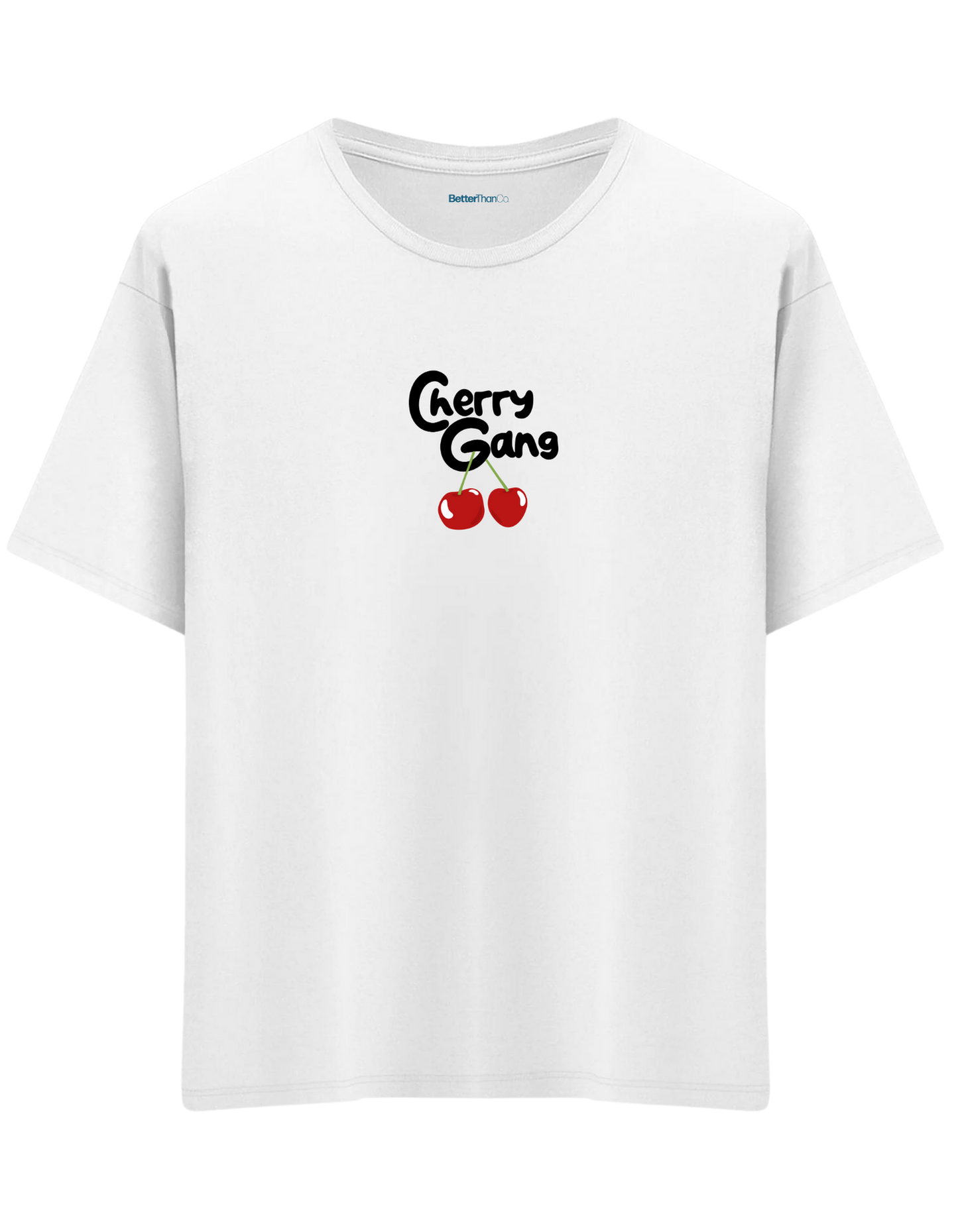Cherry Gang Baskılı Bisiklet Yaka Oversize T-shirt