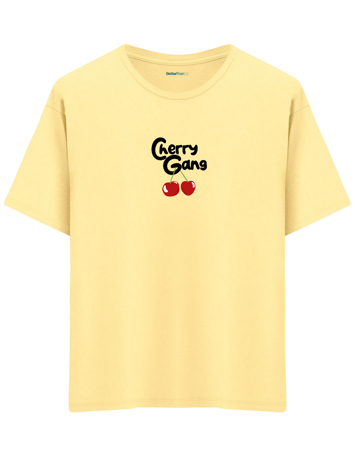 Cherry Gang Baskılı Bisiklet Yaka Oversize T-shirt