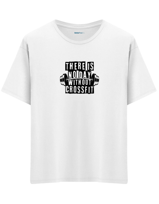 Crossfit Baskılı Bisiklet Yaka Oversize T-shirt