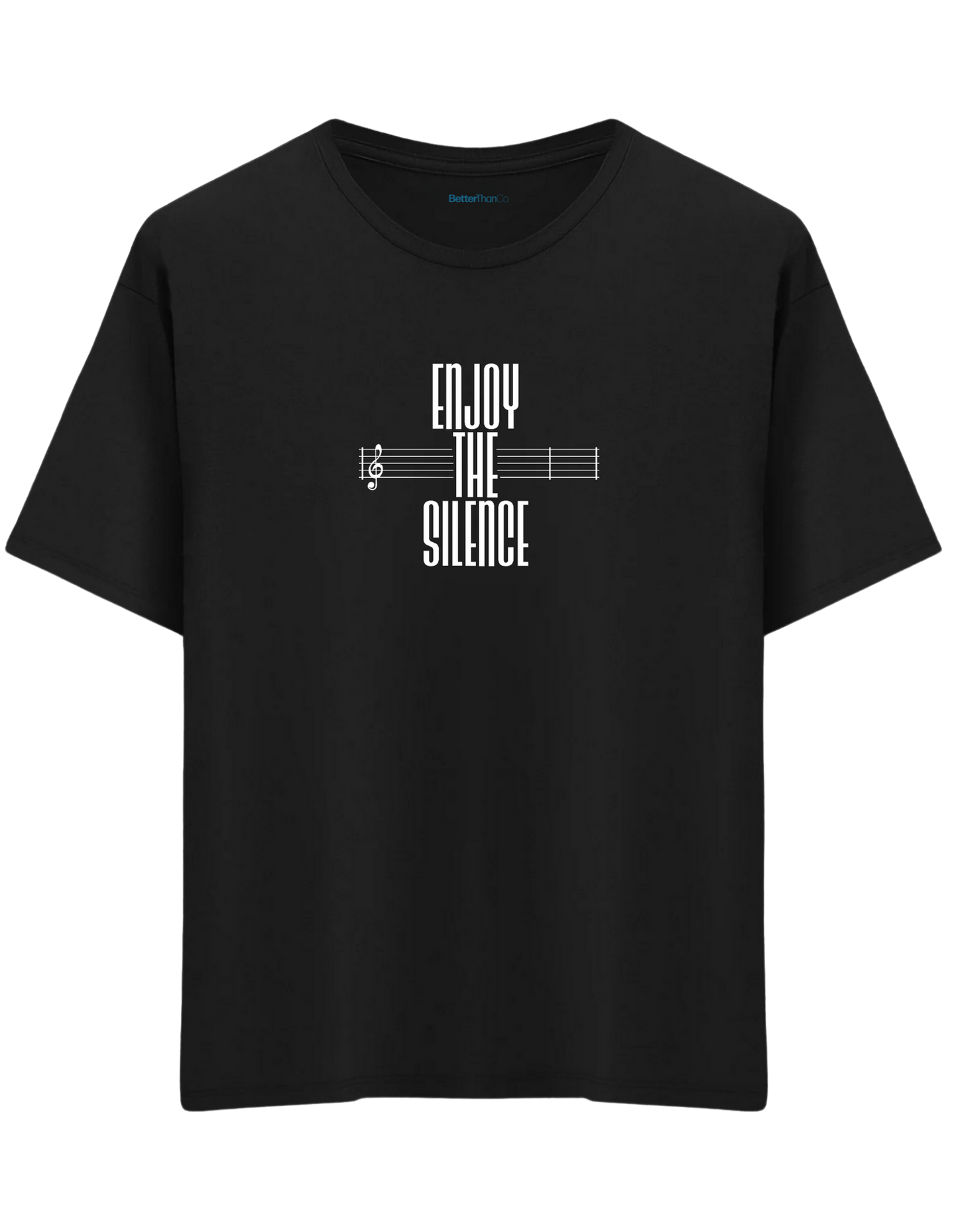Enjoy The Silence Baskılı Bisiklet Yaka Oversize T-shirt
