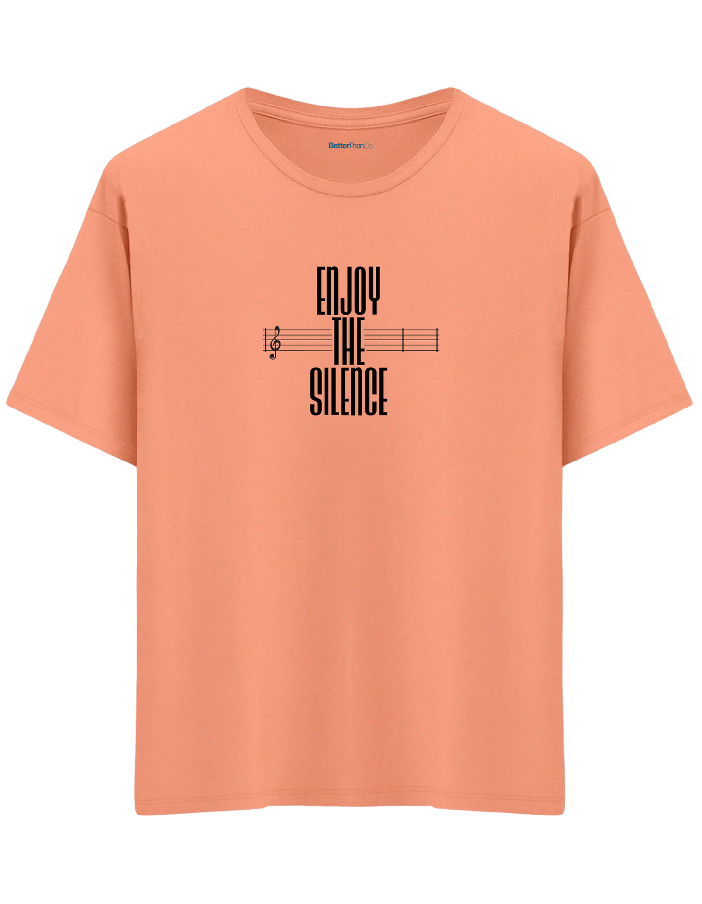 Enjoy The Silence Baskılı Bisiklet Yaka Oversize T-shirt